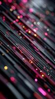 Abstract visual pattern with vibrant lights and dark background showcasing movement and depth photo