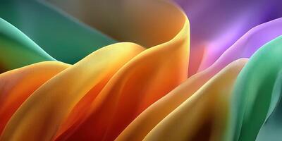 Colorful waves of vibrant fabric create a mesmerizing display of texture and light in soft gradients photo
