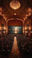 Grand theater interior filled with an audience awaiting a captivating performance in a historic venue photo