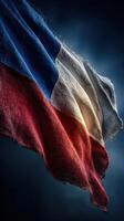 Historic Czech flag waving against a dark background, symbolizing national pride and heritage photo