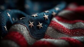 Waves of star and stripe fabric representing patriotism and national pride in a detailed close-up view photo