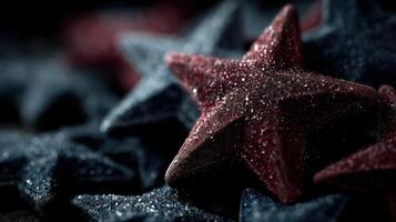 Sparkling stars in dark shades create a captivating visual display for festive decorations and events photo