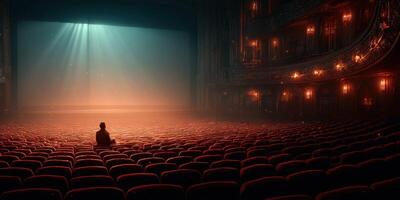 Empty theater evokes a sense of solitude and anticipation during a quiet moment before a performance photo