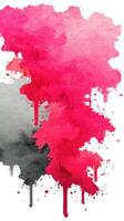 Colorful watercolor texture with pink and gray splashes creating a vibrant abstract background photo