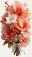 Beautiful floral bouquet featuring pink and white blooms arranged for a special occasion photo