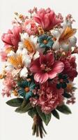 Beautiful mixed flower bouquet showcasing vibrant colors and intricate designs, perfect for any occasion or celebration photo