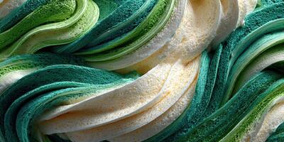 Swirls of colorful frosting in shades of green and white create an inviting dessert design photo