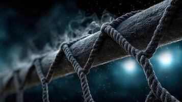 Rope texture with water droplets and atmospheric lighting during a nighttime outdoor event photo