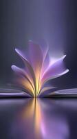 Colorful paper sculpture unfolding in soft light on a reflective surface photo