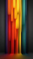 Colorful flowing strands create a vibrant visual display in an artistic installation at an urban gallery photo