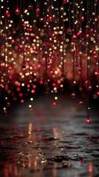 Vibrant display of hanging lights creating a festive atmosphere in a darkened space photo