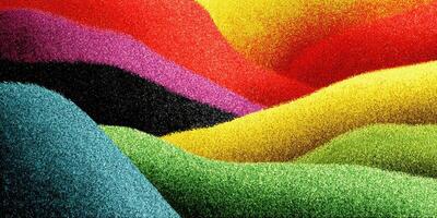 Vibrant abstract landscape showcases colorful waves of texture in dynamic patterns and hues during daylight photo
