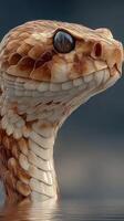 Close-up view of an elegant snake showcasing unique scales and textures during twilight photo