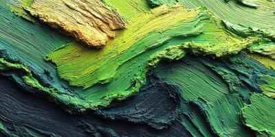 Abstract texture with vibrant green and gold hues representing natural landscapes photo