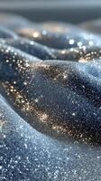Shimmering blue glitter covering a textured surface creates a mesmerizing visual effect in soft natural light photo