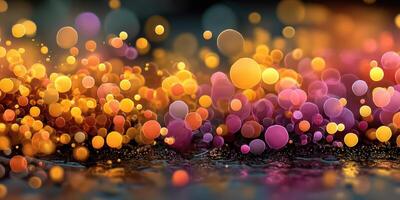 Brightly colored bokeh lights create a festive atmosphere during a nighttime celebration outdoors photo
