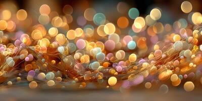 Delicate bokeh lights create a warm and enchanting atmosphere in a nighttime setting photo