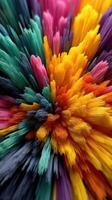 Vibrant, colorful texture resembling an abstract explosion in a modern art piece with sharp details and depth photo