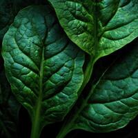 Fresh green spinach leaves displaying rich texture and vibrant color captured in natural light photo