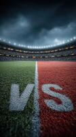 Exciting showdown between two teams at a stadium under dramatic cloudy skies photo