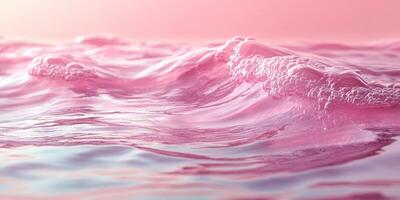 Serene pink waves gently rolling under soft light at sunset on a calm ocean surface photo