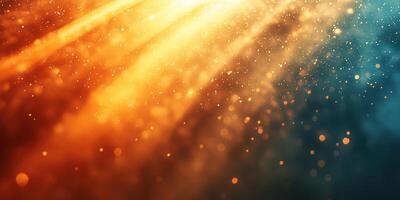 Colorful light rays shine through a vibrant dust cloud in an abstract scene reminiscent of cosmic phenomena photo