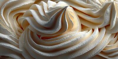 Creamy swirls of freshly made frosting displayed in a close-up view at a baking studio during the afternoon photo