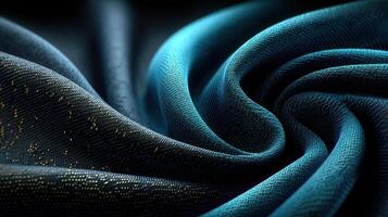 Elegant deep teal fabric with intricate texture flowing in soft folds under gentle light photo
