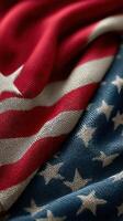 American flag fabric draped creatively showcasing rich colors and textures in close-up view photo