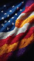 Colorful artistic representation of American and rainbow flags creating a vibrant display of unity photo