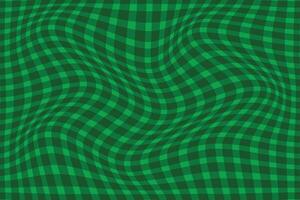 simple abstract light dark green color plaid check wavy distort line pattern wavy green gingham checkered texture vector