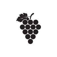Black Grape Bunch Icon with Leaf Isolated on White Background vector