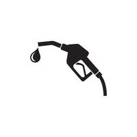 Gas Pump Nozzle Icon with Fuel Drop in Simple Black Silhouette Style vector