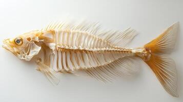 A fish skeleton on a white surface photo