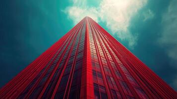 A tall building with a red roof photo