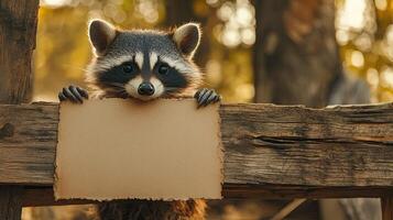 A raccoon is holding a piece of paper photo