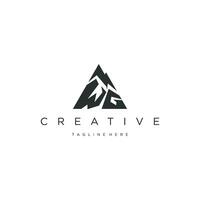 illustration of mountain peak logo design with abstract letters A W G vector