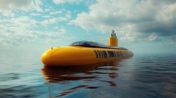 A submarine floating in the ocean photo