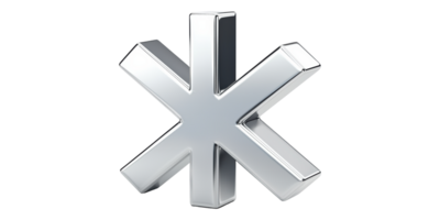Metallic Asterisk Symbol With Bold Edges Isolated on Transparent Background png