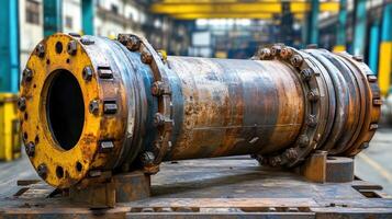 A large pipe sitting on top of a wooden pallet photo