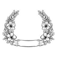 Black and white round frame with floral ornament Copy space clip art vector