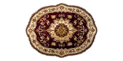 Decorative Oval Rug With Ornate Patterns Isolated on Transparent Background png