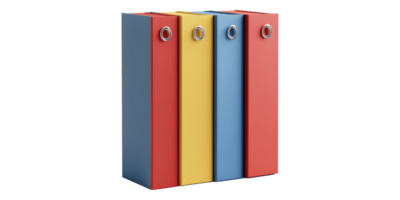 Colorful File Folders Arranged Vertically Isolated on Transparent Background png