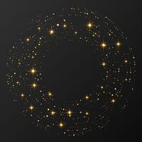 Abstract gold halftone dotted background. Gold glitter in circle form. halftone dots. illustration vector