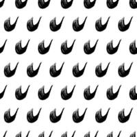 Seamless pattern with black wavy grunge brush in abstract shapes on white background. illustration vector