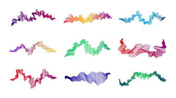 Curved wavy stripes. Set of abstract colored gradient wave lines on background. illustration vector