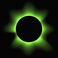 Circle illuminate frame with gradient. Green round neon banner isolated on black . illustration vector