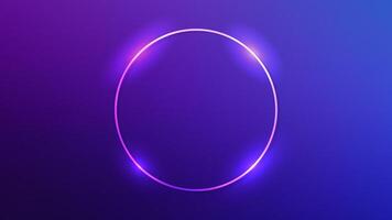 Neon circle frame with shining effects on dark background. Empty techno backdrop. illustration vector