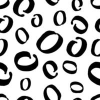 Seamless pattern with black hand drawn brush scribble circles shape on white background. Abstract texture. illustration vector