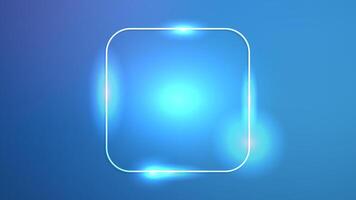 Neon rounded square frame with shining effects on dark blue background. Empty glowing techno backdrop. illustration vector